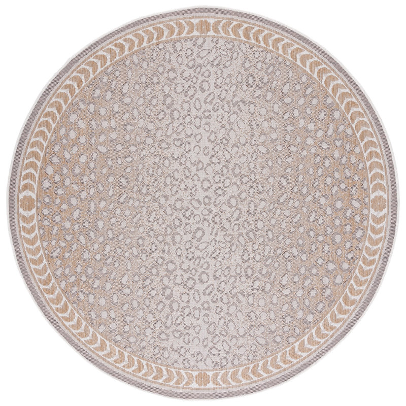 Mooresville Animal Print Taupe Indoor / Outdoor Area Indoor/Outdoor Area Rug, Round 6'7"