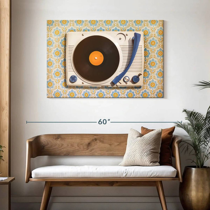 Abarca Floral Pattern Record Player, 30" H x 45" W