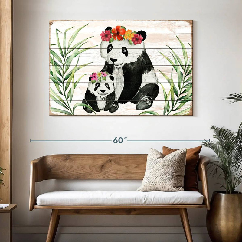 Couronne florale Brampt Pandas, H 32 po x l 48 po