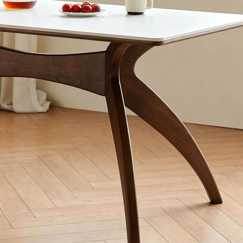 Table Mid-Century en pierre frittée, 29.5" H x 63" W x 31.5" D, 7