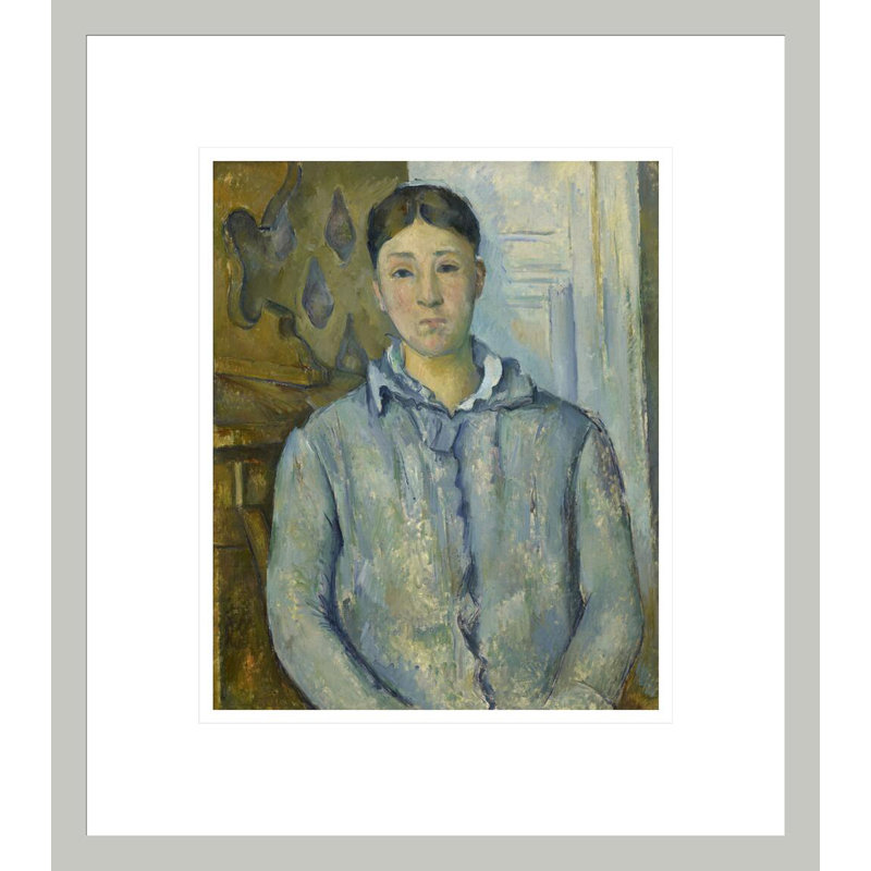 «Madame Cezanne in Blue» par Paul Cézanne, impression giclée encadrée, 15.59" H x 13.75" W