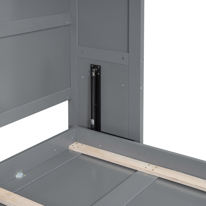 Grand lit escamotable mural avec armoires, Gris