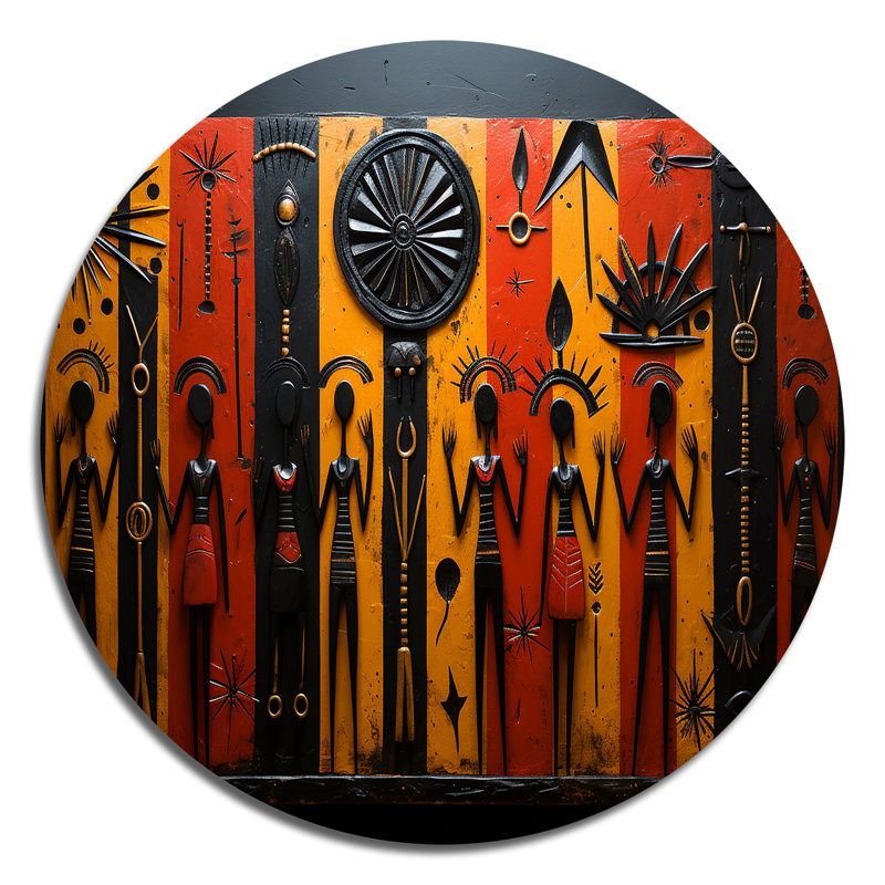 Art tribal africain «Rythmes tribaux en X», H 23 po x l 23 po