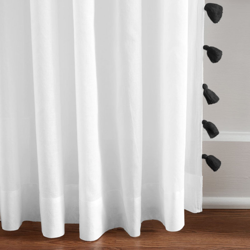 Brackett 100% Cotton Semi Sheer Single Curtain Panel, Black