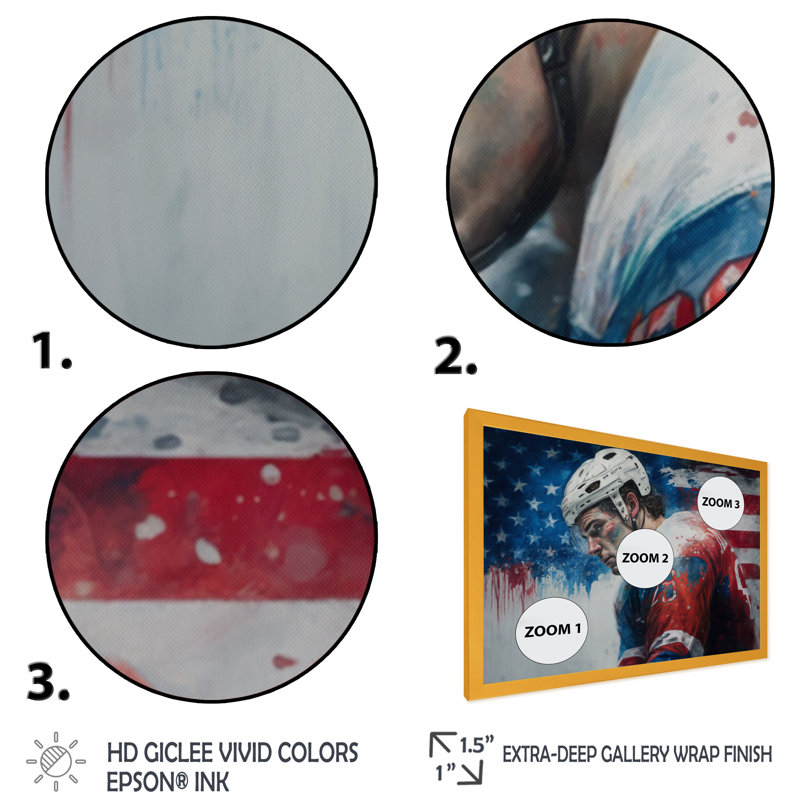 «Hockey Player on Break I», impression sur toile, H 12 po x l 20 po x P 1 po, Encadrement doré