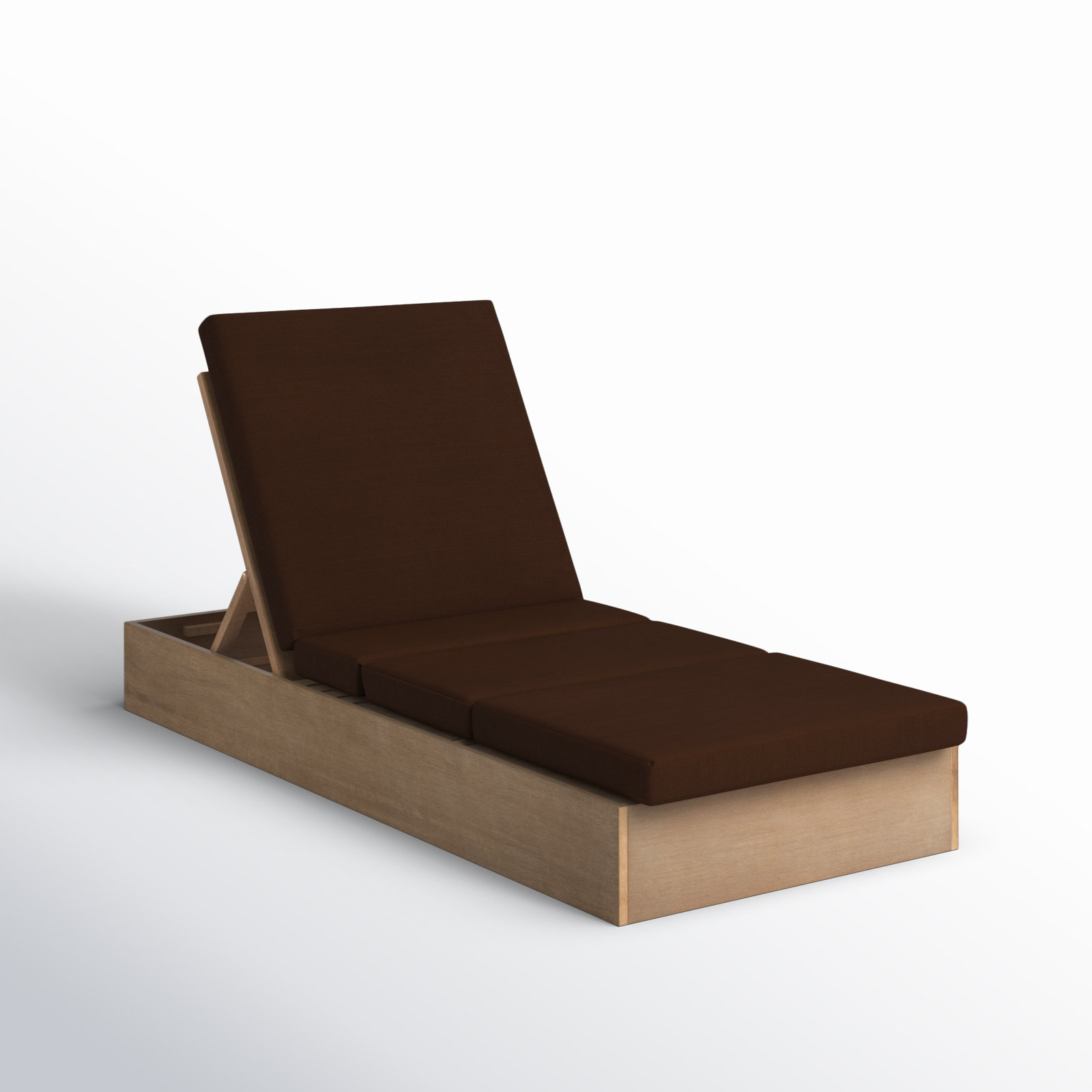 Fatima Wood Chaise Lounge Chair , Dark Brown