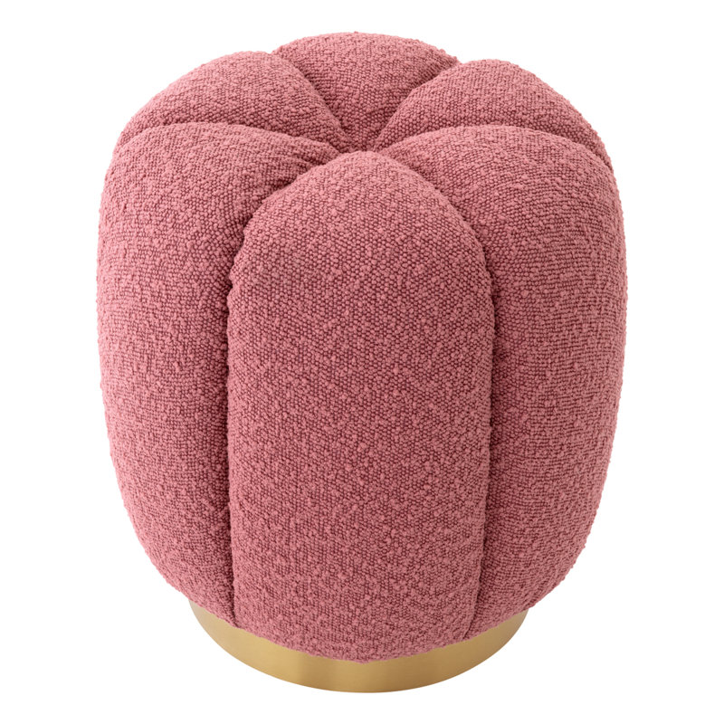 Repose-pieds rembourré Orchanic, Polyester rose bouclé