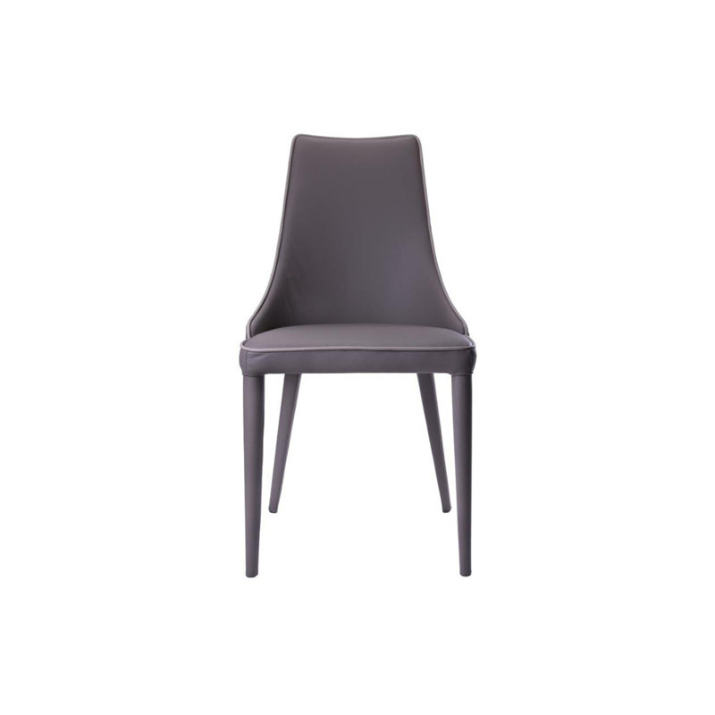 Chaise d'appoint rembourrée en cuir Kennita, Gris foncé, Gris pâle