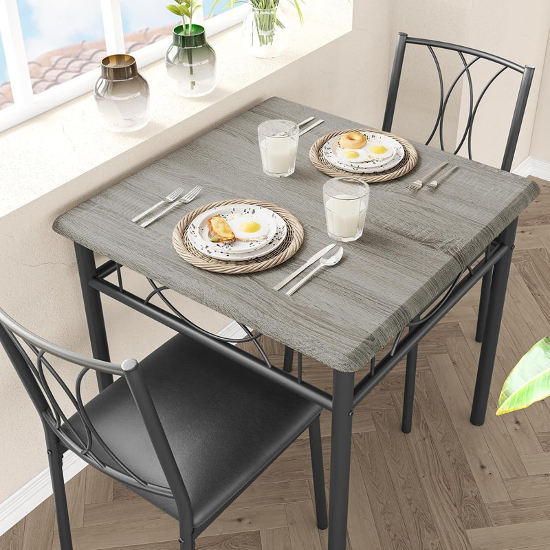 Dining Set, grey Cushioned seat