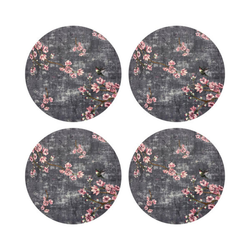 Blossom Fantasia Pebble 16" Vinyl Placemat, Charcoal