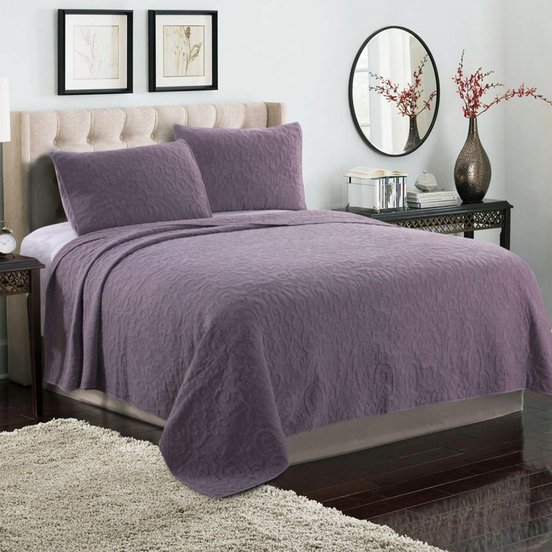Modern & Contemporary Cotton Quilt, Purple, Queen Quilt + 2 Standard Shams