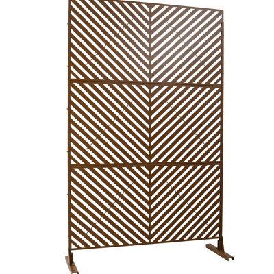 76"H48"W Metal Privacy Screen - Brown, Decorative, Freestanding For Outdoor & Indoor Deck, Patio, Balcony, Lawn, Garden Ps113 Use 76" H48" W, Brown Fade Lawn