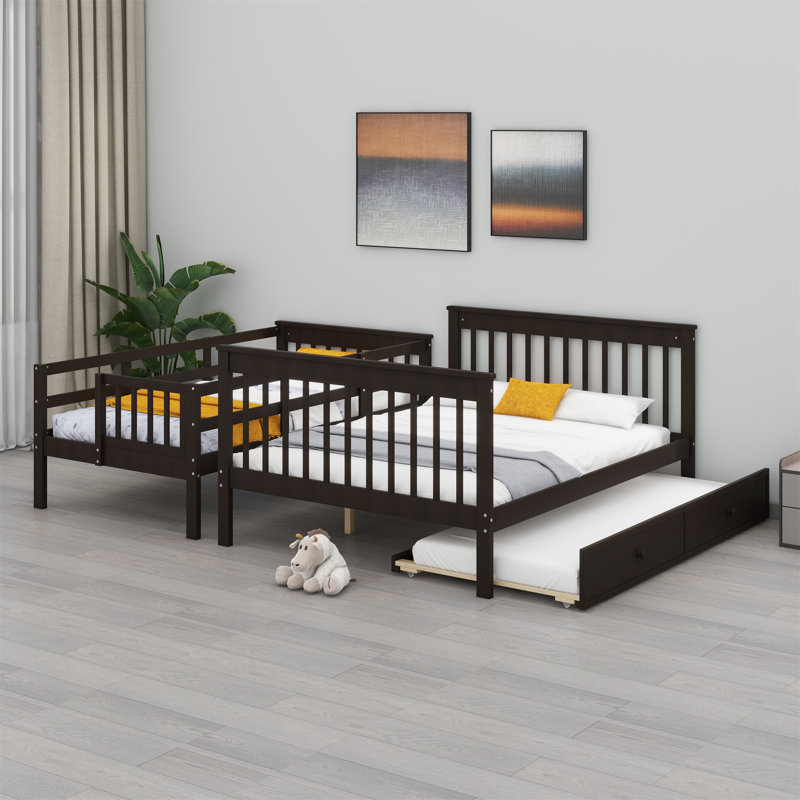 Ilvo Kids Bunk Bed with Trundle, Black