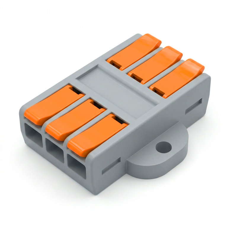 Lever Wire Splitter Connector, Reusable Tool-Free Wall-Mount Terminal Block for Junction Box and Lighting Applications, 3 way