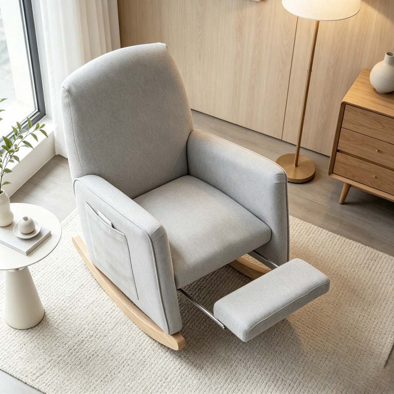 Chaise berçante Adeebah, Ours en peluche vert, Brun