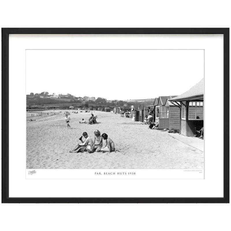 Par, Beach Huts 1938 - Single Picture Frame Print, 45cm H x 60cm W x 2.3cm D