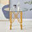 Transparent Round Tempered Glass Table with Adjustable Golden Metal Legs, Telescopic Support, Suction Cup Stability, and Foldable Space-Saving Design.