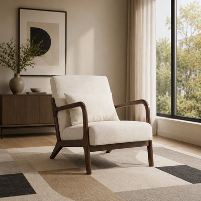 Chaise d'appoint rembourrée avec coussin lombaire Mid-Century