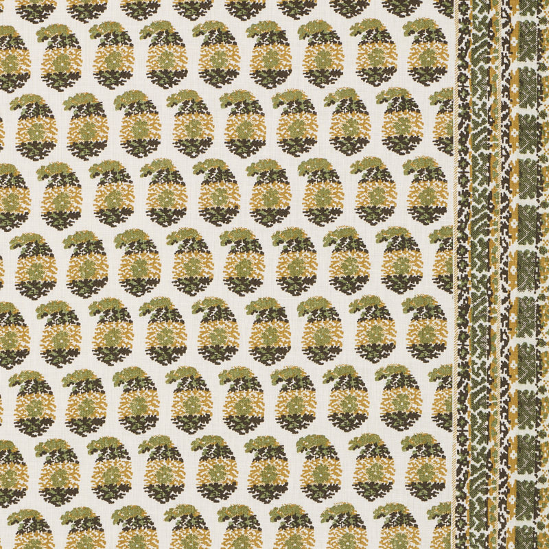 Schumacher X Rita Konig Terry Fabric, Ochre/Green