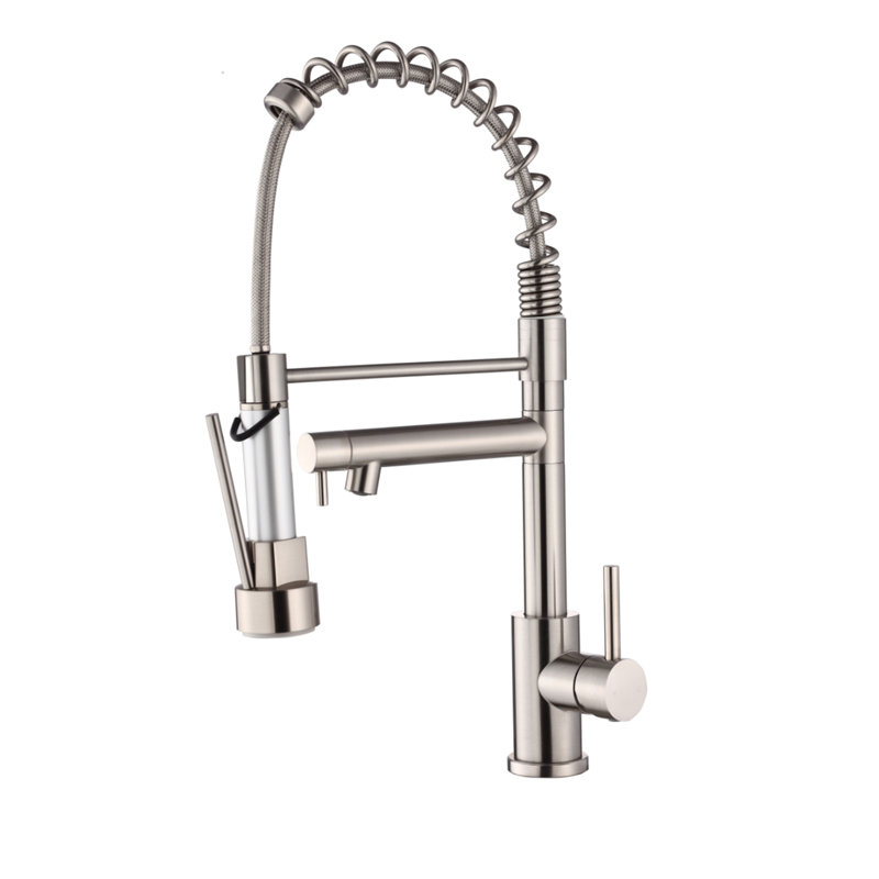 Kitchen Faucet With Pull Down Sprayer, Touch On Single Handle 2- Function Stainless Steel Spring Neck, Single Hole Installation For Residential, Commercial, RV, Bar & More