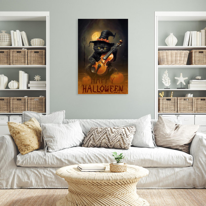 " Black Cat Happy Halloween ", 36" H x 24" W x 1.25" D