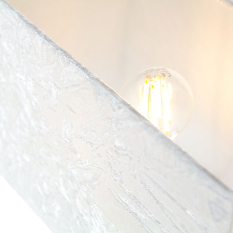 Contemporary Designer Crushed Velvet Fabric Rectangular Lamp Shade, White
