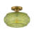 1-Light Green Glass Semi-Flush Mount Ceiling Light