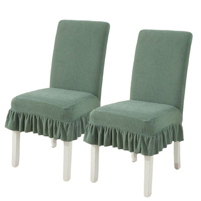 Housse de chaise de restaurant 2 pièces, housse de chaise extensible universelle avec jupe, amovible et lavable, convient à la maison, aux fêtes et aux mariages, vert matcha