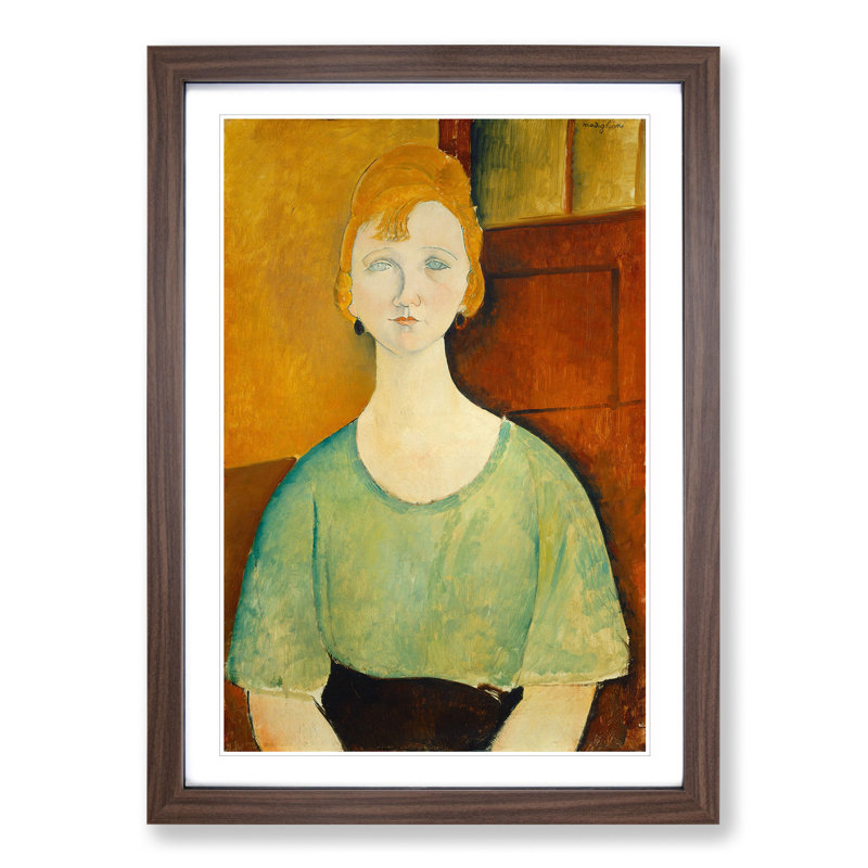 Portrait of a Girl Vol.5 by Amedeo Modigliani - Framed Print, 48cm H x 36cm W x 2cm D, Walnut Framed