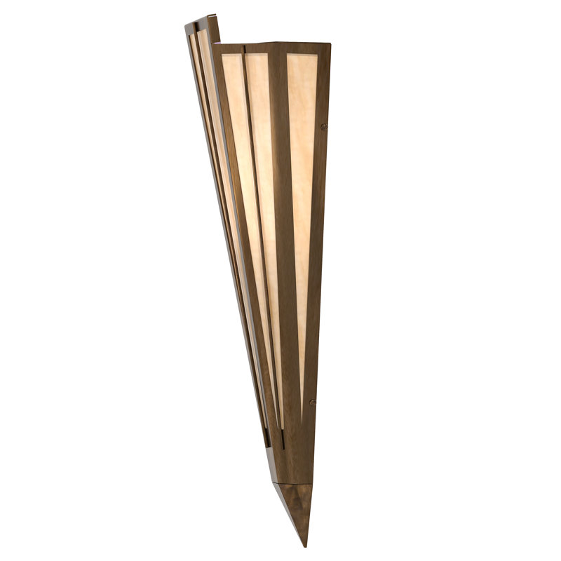1 - Light Flush Mounted Sconce, Antique Copper, Beige, Glass