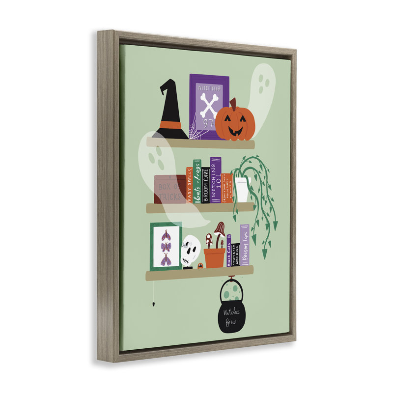 Cadre flottant pour bibliothèque Witchy Halloween, design par Sazerelli Designs, Cadre flottant orme Montalcino