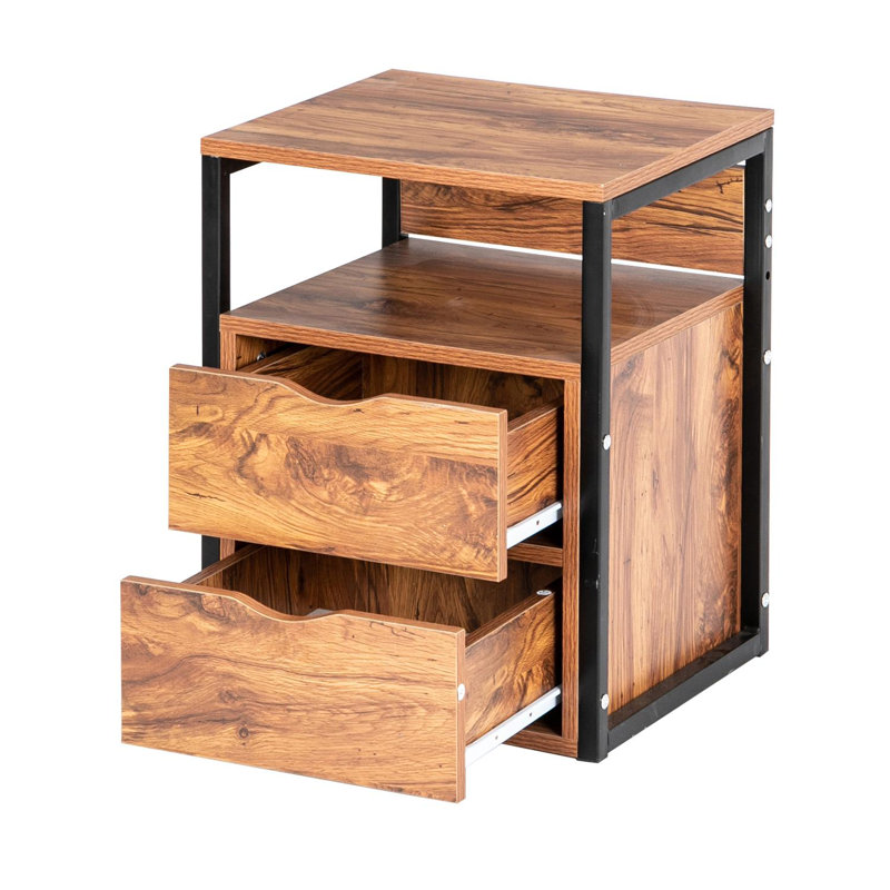 Table de chevet 2 tiroirs en bois antique Forde