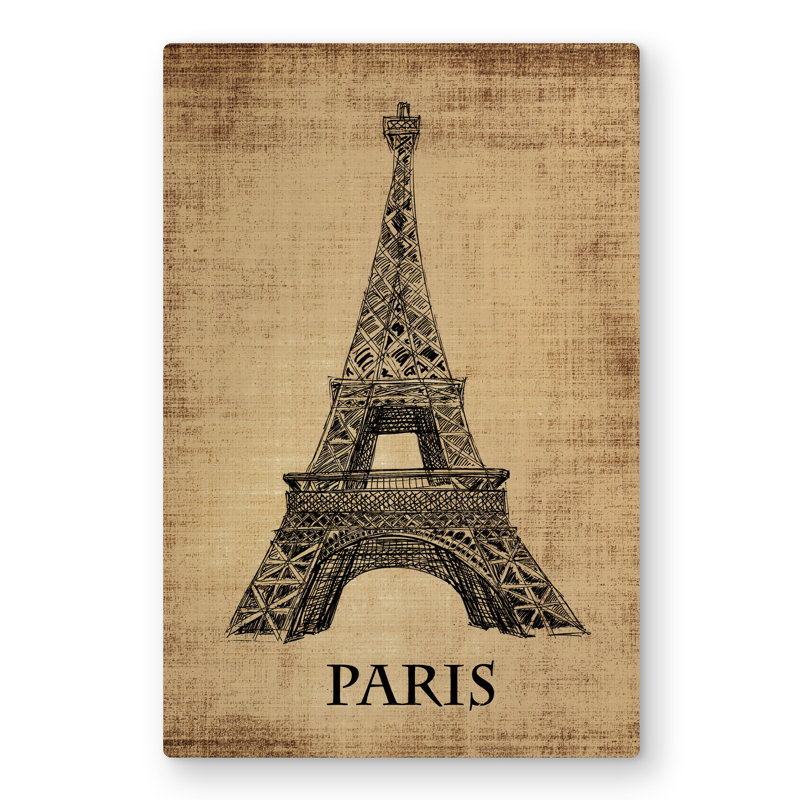 Eiffel Tower Illustration - Metal Print for Home Decor