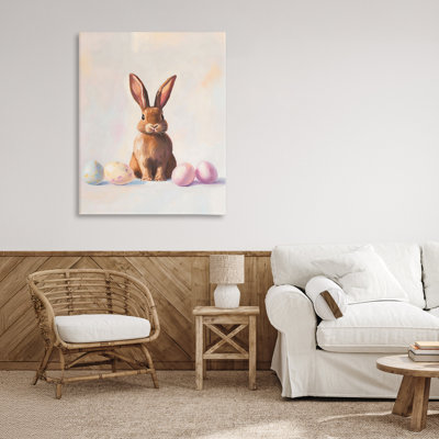 Toile de lapin de Pâques avec œufs pastel, design par The Prints Vibe