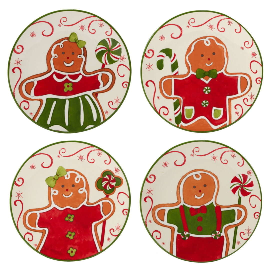 Certified International Holiday Magic Gingerbread  Set Of 4 Canape Plate Certified International