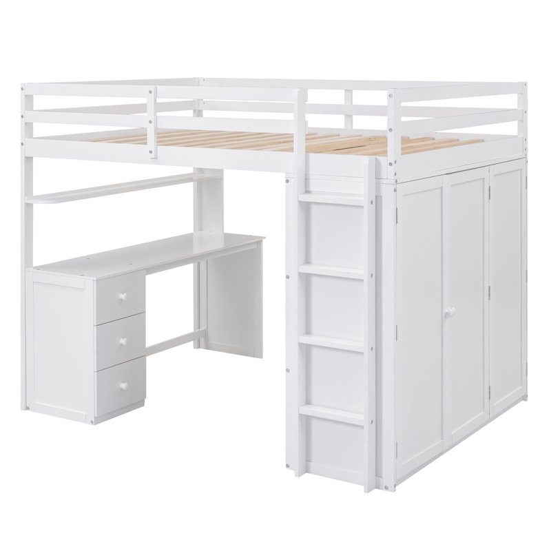 Falishia Kids Full,Twin Loft Bed with Drawers, Full / Double, White