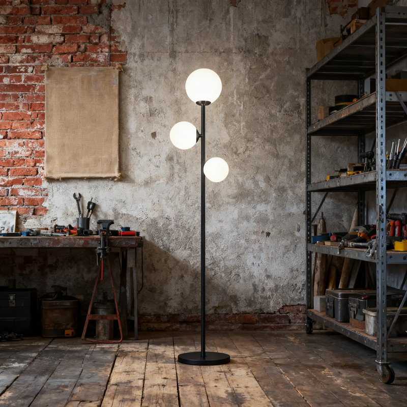 Lampe sur pied rétro à 3 globes avec ampoules à DEL à intensité variable, lampe sur pied de style Mid-Century moderne pour le salon, la chambre à coucher et le bureau, 15 W 1500 Lumens, 3 lumières de couleur