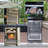 85" 4-Burner 72,000 BTU Stainless Steel Outdoor Kitchen Island Grill With Wine Cooler, Compact Refrigerator, Rotisserie Kit, Granite Countertops & Sink