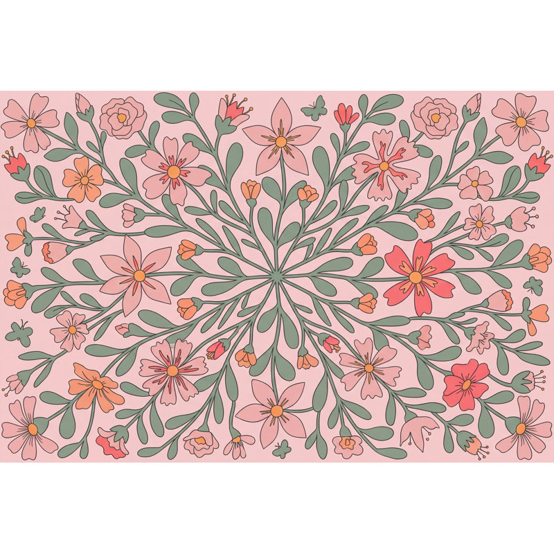 Papier peint floral rose, branches botaniques, décoration murale moderne amovible, 120 po x 96 po, Non tissé