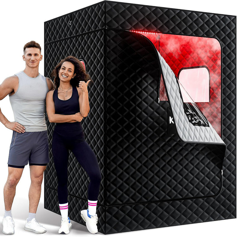 2-Person Extra Large Home Sauna With Red Light Therapy (71"X49"X36") - Dual 3L Steam Generators, 5-Layer Insulation, Remote Control, Portable Foldable Design
