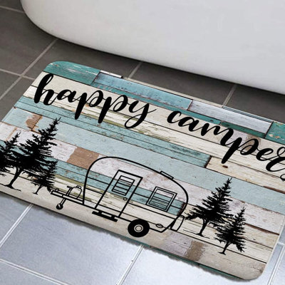 RV Camper Bath Mat, Rustic Wooden Camper Bathroom Rugs for Inside Camper Rugs for Travel Trailer Camping Bathroom Rug Kitchen Rug Camping Bath Rug 18X47 Inches