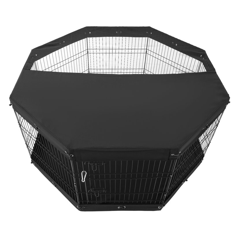 8 parc pour chien H 30 po avec housse de protection, arrangement octogonal de 24 po pour plusieurs races d'animaux, imperméable et robuste 600D, caractéristiques d'évacuation en forme de stylo