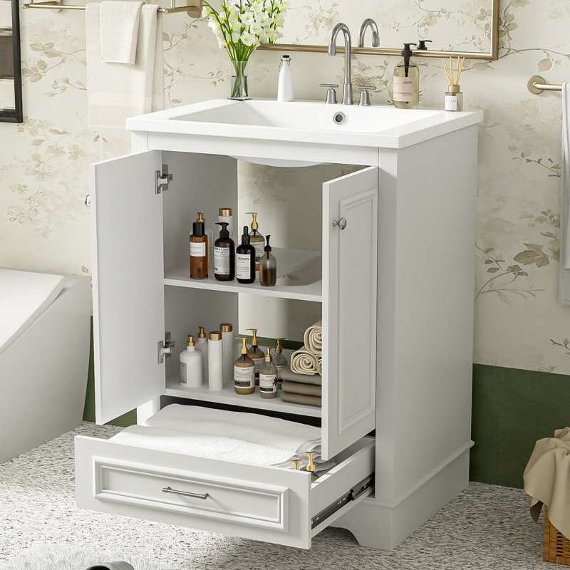 24" Single Bathroom Vanity Set, White