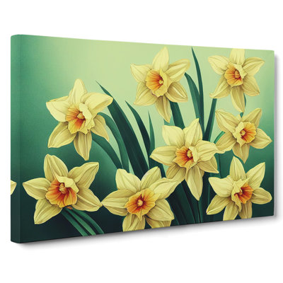 Pleasant Daffodil Flowers - Wrapped Canvas