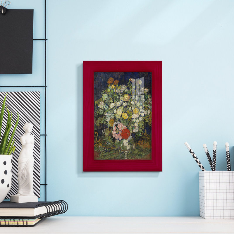 Bouquet de fleurs dans un vase, Rouge, H 6 po x l 4 po x P 1 po