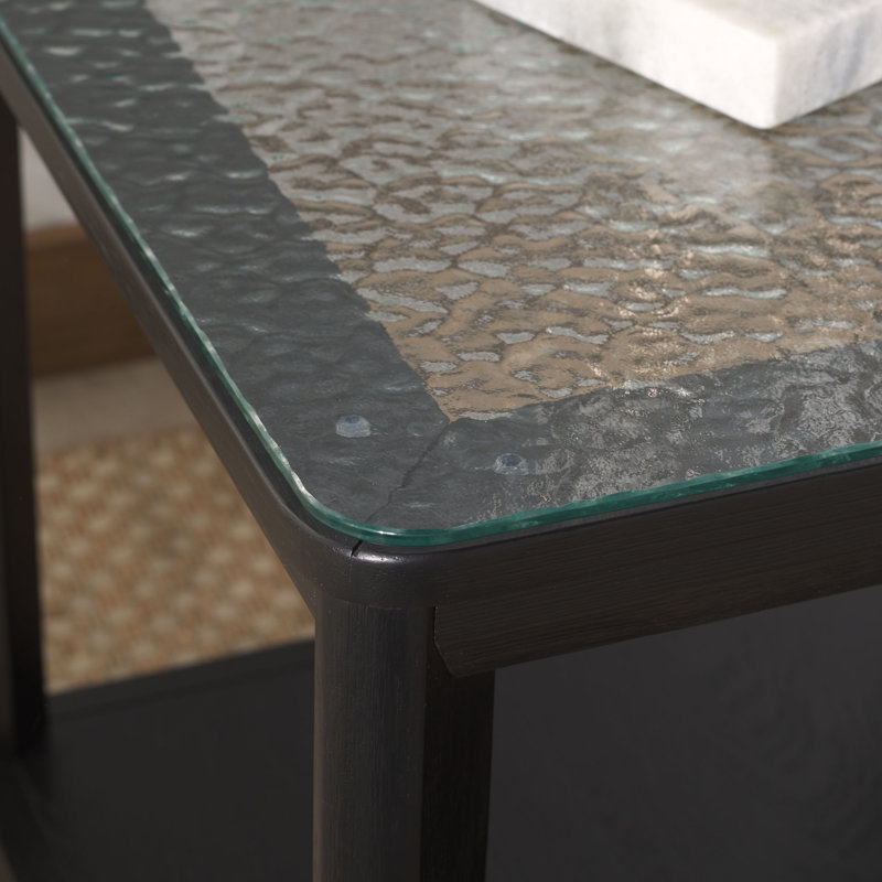 Charde Glass Top End Table, Black