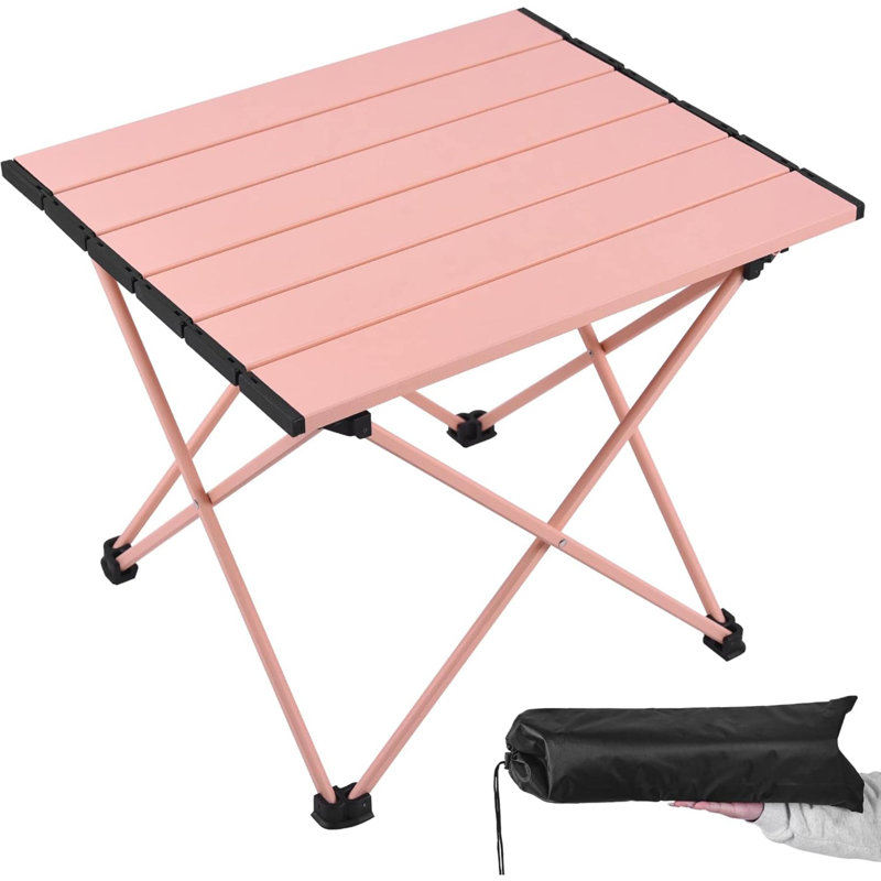 Table de camping portable avec plateau en aluminium et table pliante facile à transporter, Bleu
