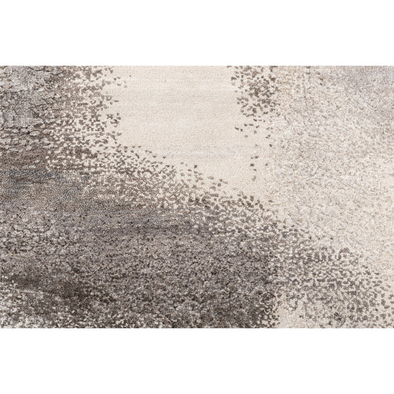 Hand Knotted Abstract Area Rug in Sand/Beige/Gray, Rectangle 9' x 12'