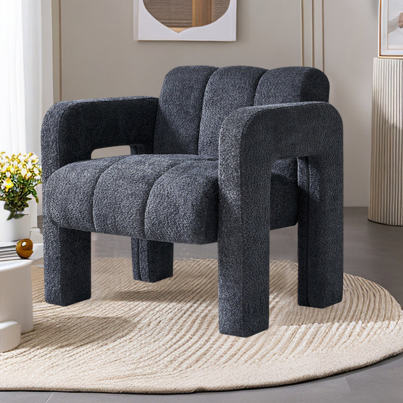 Chaise d'appoint pratique et large rembourrée, Polyester gris foncé