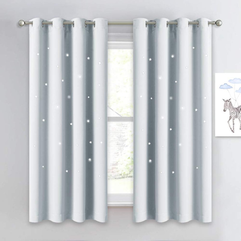Star Cutout Curtains for Kids' Bedroom, Room Darkening Cute Window Decorative Blackout Curtain Sold as 2 Panels